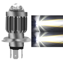 Faro LED H4 BA20D para motocicleta, Luz antiniebla de alta calidad, lente ojo de pez, P15D-25-1, Bombilla blanca y amarilla, 9-85V, 15W, 1 ud.