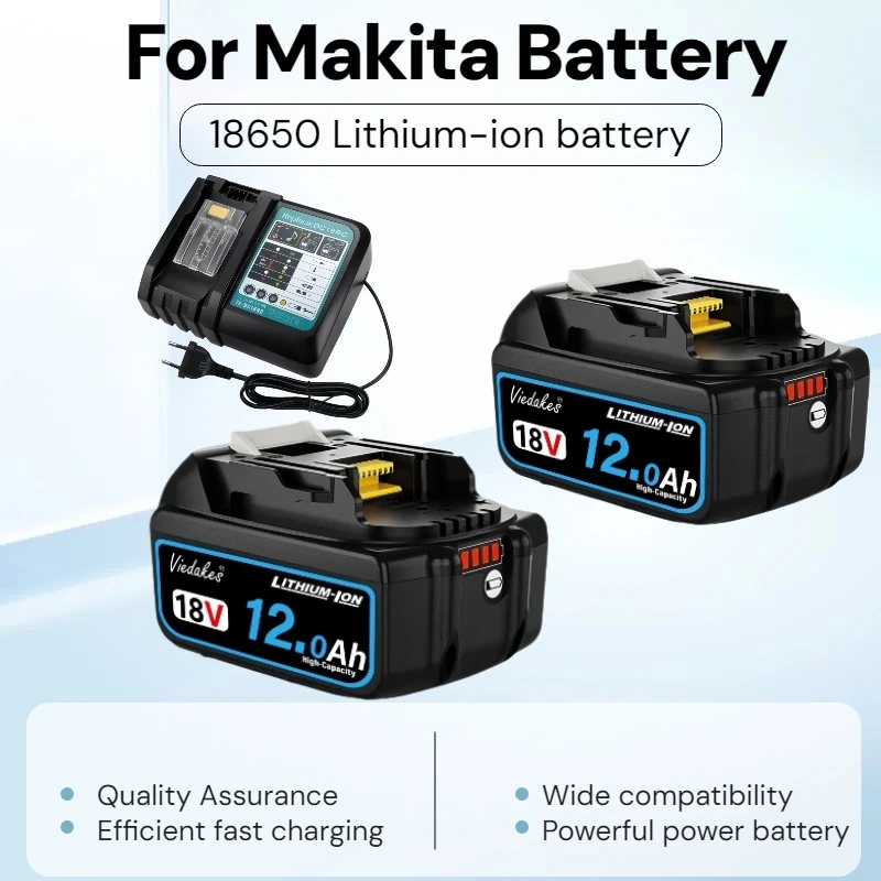 

100% Original 18V Lithium Battery 8Ah/10Ah/12Ah Long Life For Makita 18V DGA404 DTW700 DHR202 DJV182 DDF487 Drill