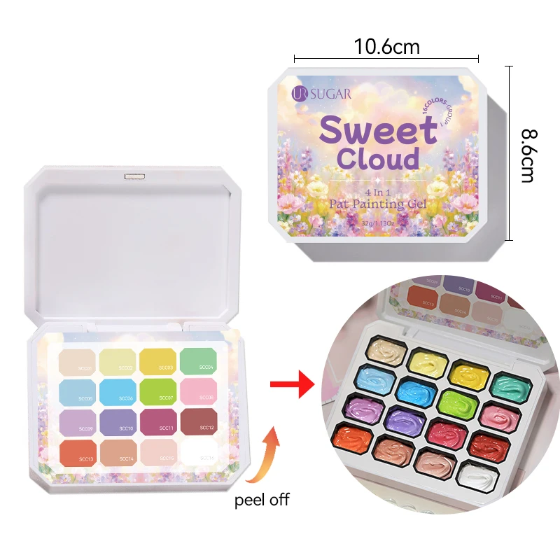 UR SUGAR 16 Farben/1 Set Macaron Pat Malgel für Farbverlauf, Stempeln, Zeichnen & Muster UV/LED Soak-Off Langanhaltend Sommer
