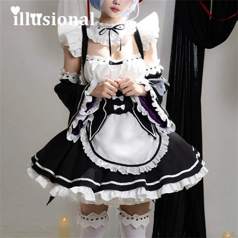 illusional Re: Life in a different world from zero Cos Rem Cosplay Costume Optimized version Dress  Female Halloween Costumes