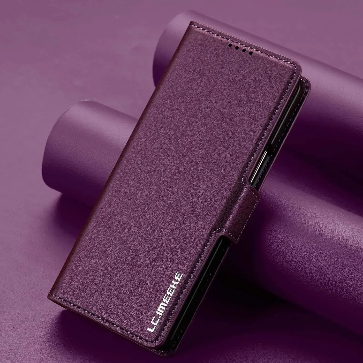 

Ретро однотонный магнитный кожаный чехол для Samsung Galaxy Z Fold 7, 6, 5, 4, 3, противоударный чехол для сумки с карманом и слотом для ручки