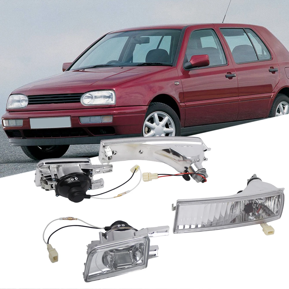 Car Front Bumper Reflector Light Car Smoked Front Bumper Fog Light + Turn Signal Lamp for VW Golf Jetta MK3 1993-1998