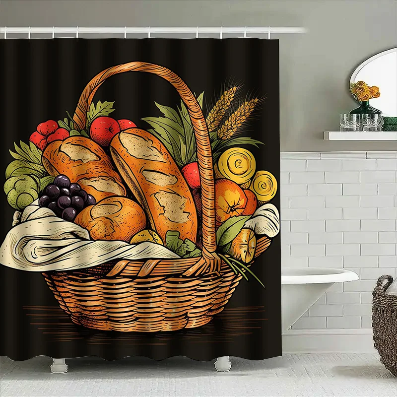 

Tuniu Корзина для хлеба, фруктов, овощей, декоративная занавеска для душа, винтажный стиль, кухонный льняной настенный декор