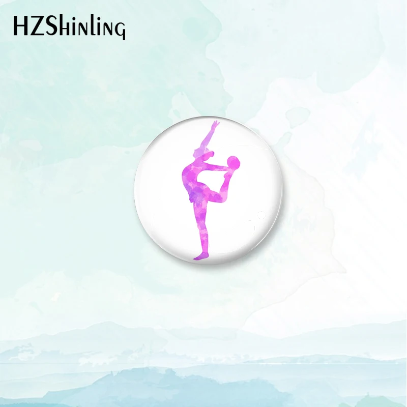 2023 New Rhythmic Gymnastics Ball Silhouettes Badge Brooch Art Pin Backpack Decoration Pins Round Jewelry Women Gift