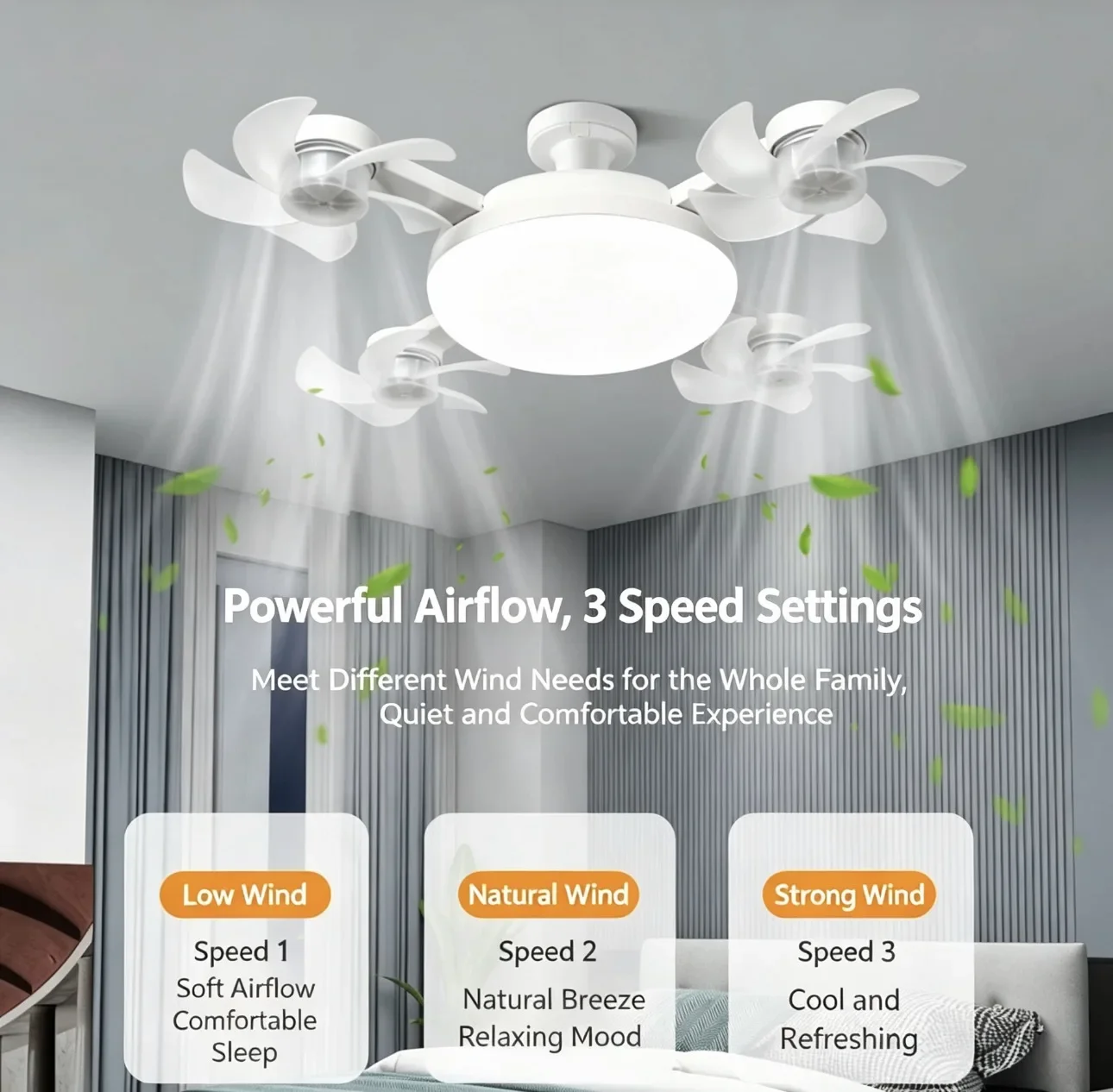 E27 Ceiling Fan Light Creative Drone Shaped LED Fan Lights Remote Control Dimming Silent Living Room Bedroom Home Electric Fans