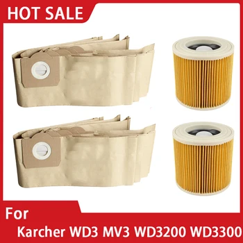 진공 청소기 예비 부품용 교체 먼지 봉투 헤파 필터, Karcher WD3 프리미엄 WD3200 WD 3300 MV3 액세서리 A2004 A2054 