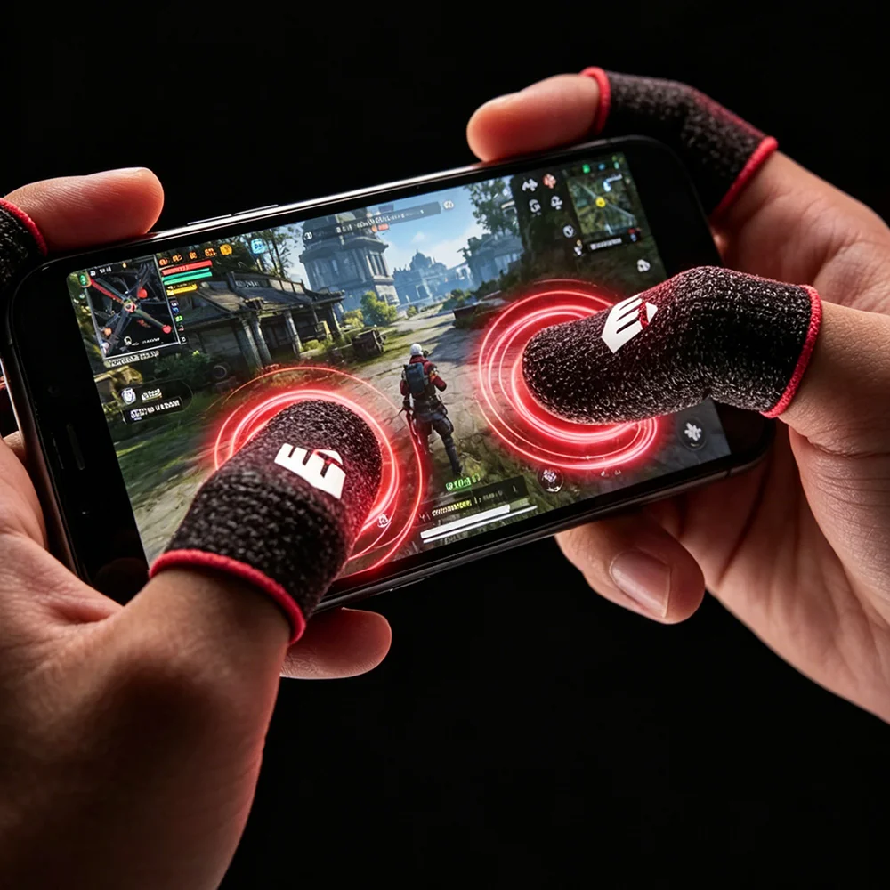 

Breathable Anti-Sweat Gaming Finger Sleeve, Sensitive Touch Screen Fingertip Cover for Mobile Game