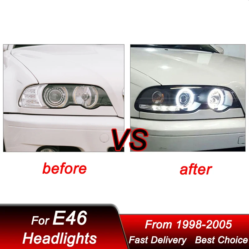 Car Headlights For BMW 3 series M3 E46 2 doors 4 doors 98-05 LED DRL Headlamp Assembly Upgrade Projector Lens Accessories Kit