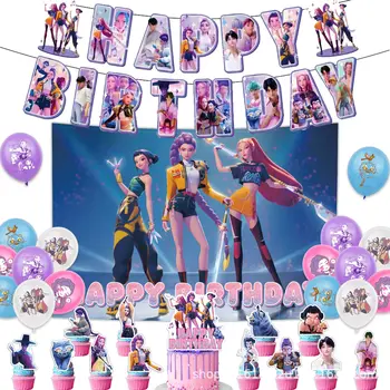 Lovci démonů Party Decoration Set Balónky Banner pro narozeninovou oslavu Korejský Kpop Anime Party Pulling Venkovní piknikové potřeby 6 nejlepší prodej Korejské párty dekorace - №2