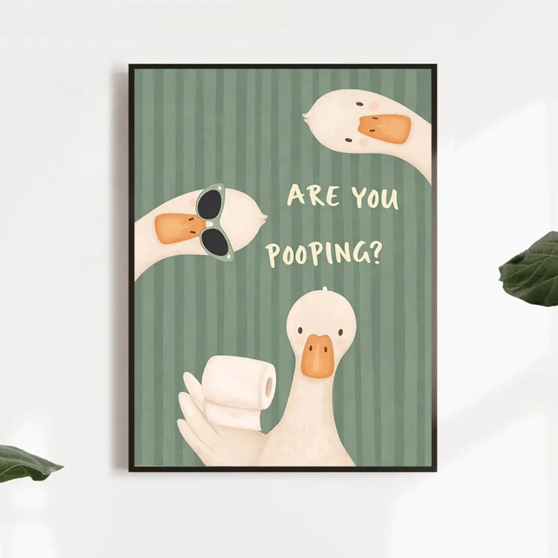 Duck Bathroom Poster - Frameless Modern Toilet Paper Wall Art for Decorative Paintings in Rooms and Living Rooms