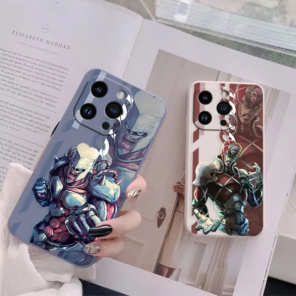 Mange JoJo's Bizarre Adventur Case For Apple iPhone 14 13 12 11 Pro XS Max Mini X XR SE 7 8 6 15 Plus Colour Liquid Case Funda