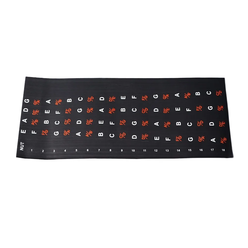 2PCS PVC Guitar Fretboard Sticker Self Adhesive Black Fret Note Finger Guide Fingerboard Note Label For 4 String Guitar Beginner