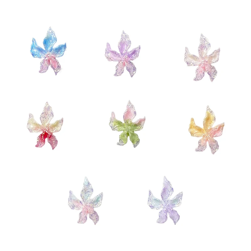 20pcs Mixed Nail Art Resin Little Colorful Flower Nail Charm Design Luminous Charms Rhinestones Diy Craft For Nail 3d Decoration