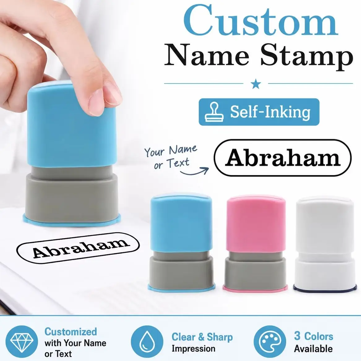 Customizable Multi-Purpose Custom Stamp Set - Waterproof & Fade-Resistant Personalized Name & Signature Stamps