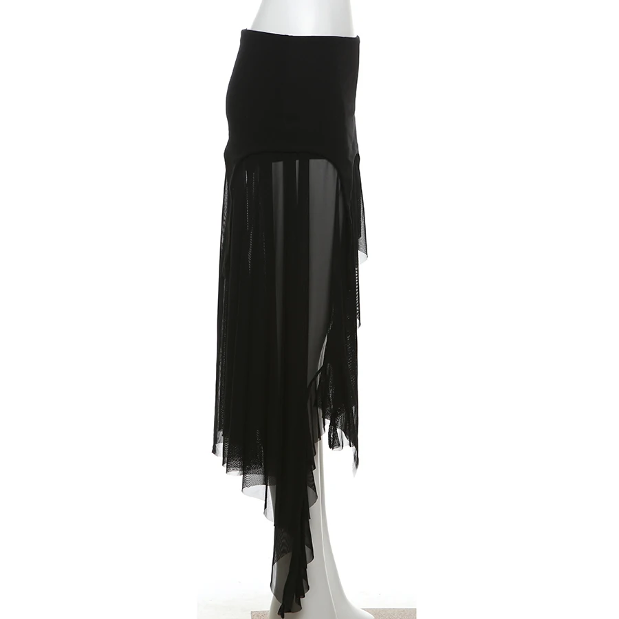 Nibber 2026 Sommer Einfarbiger Schlichter Alltagstauglicher Sexy Gerippter High-Street Trendiger Cooler Damen Laminierter Rüschenrock – Detail 16