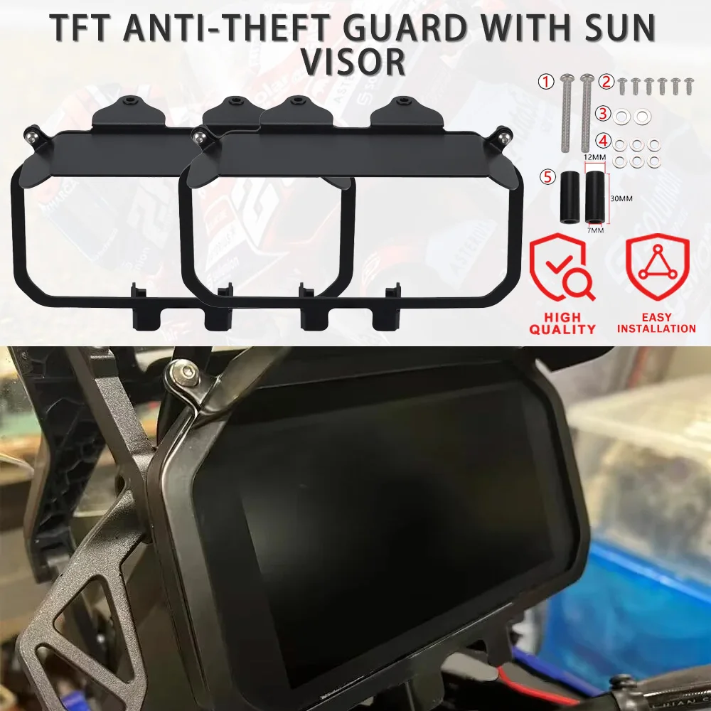 2027 2026 Motorcycle CNC Glare Protection TFT Anti-Theft Guard With Sun Visor For BMW R1300GS Adventure Trophy R1300 GS TE 2023+