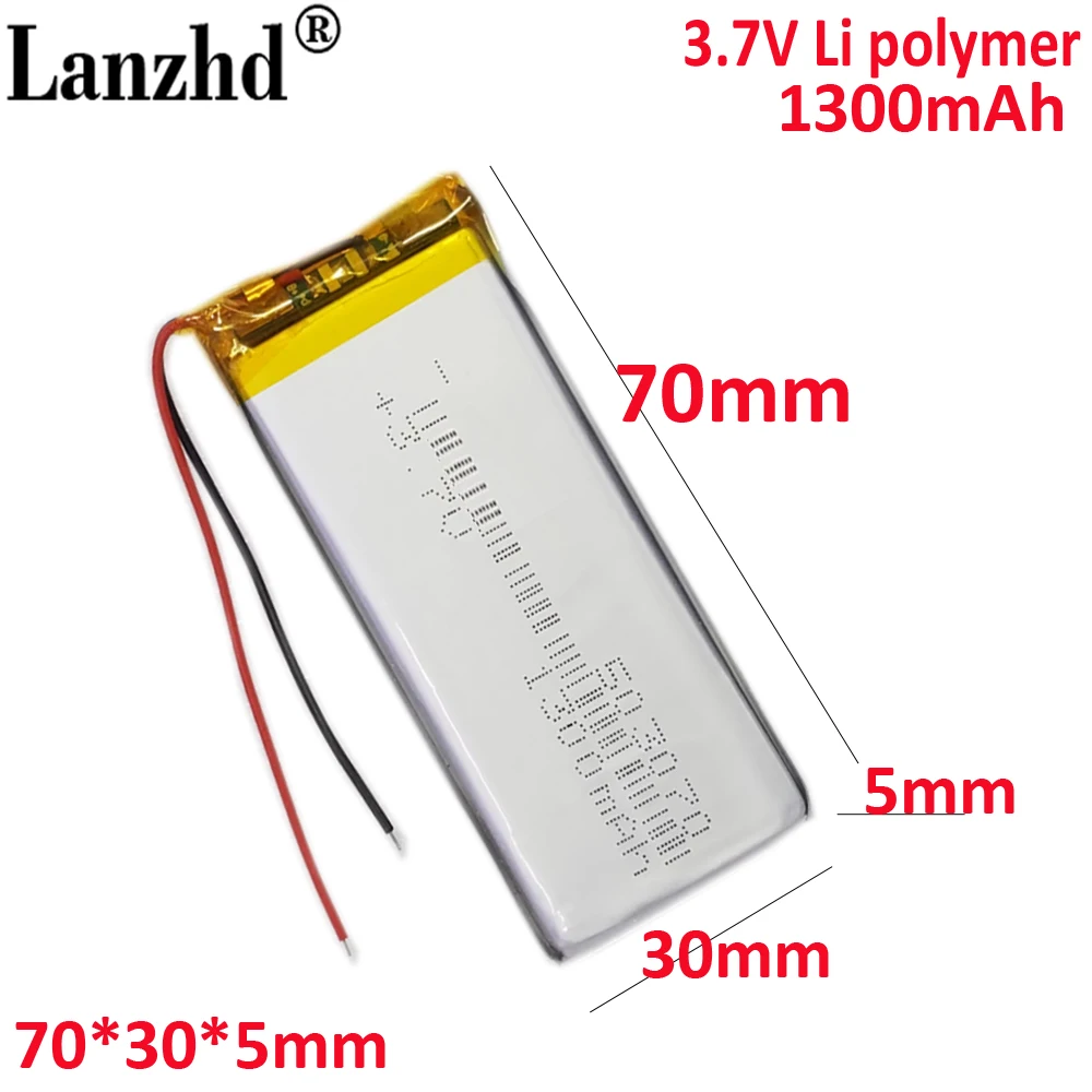 

3.7V polymer battery 503070 For tachograph game machine driving recorder MP4 MP5 1300mAh battery 453070 503080 562973 603070