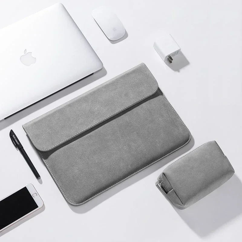 Laptop Bag Sleeve For Macbook A3449 Air 13 , Air 15  M4 M5 Pro 14 16 Inch 2025 2026 PU Leather Bags Cover +Mouse storage bag