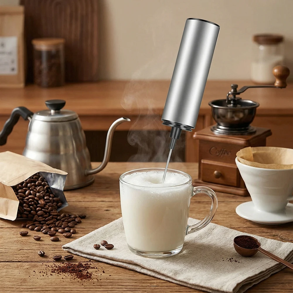 Espumador de Leche Eléctrico Doméstico Pequeño, Espumador de Leche Automático de Doble Varilla, Batidor de Café, Espumador de Leche, Batidor de Huevos