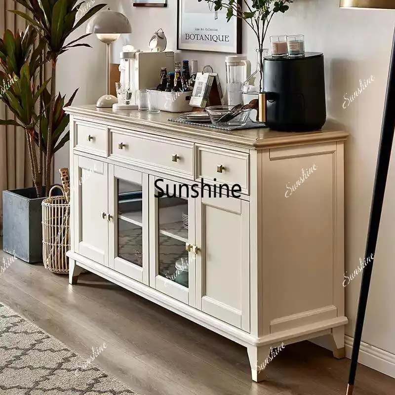 

American retro solid wood dining side wall storage living room entrance decorative cabinet