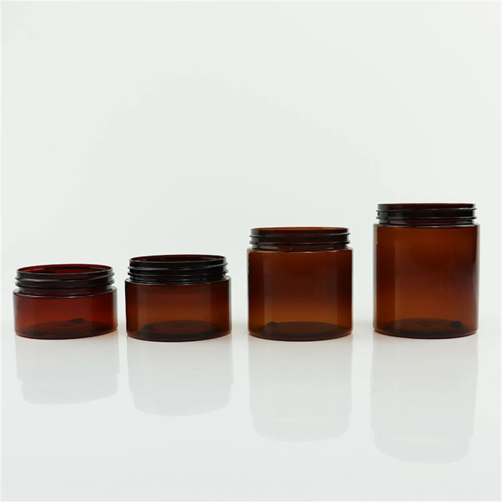 12pcs 50/100/150/200/250ml Empty Makeup Jar Pot Amber Brown Cosmetic Face Cream Bottles Lip Balm Sample Container Jar Pot Makeup