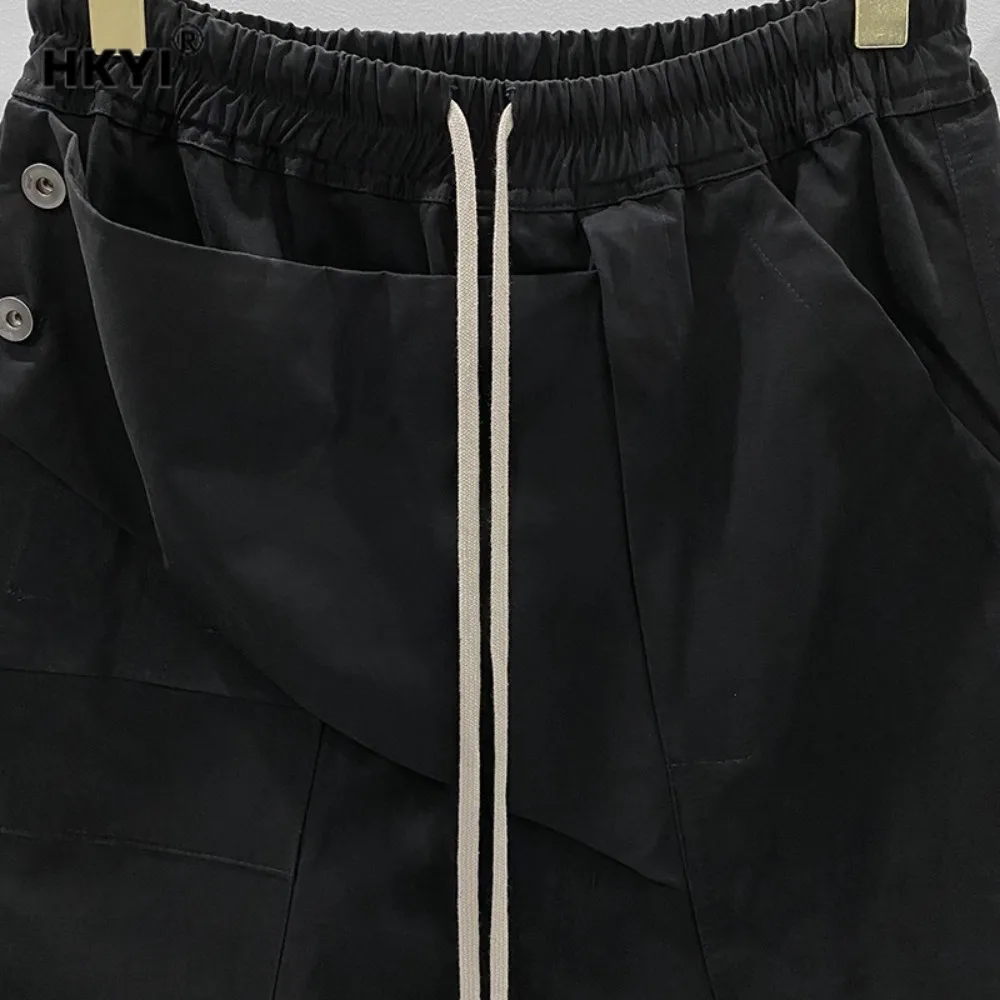 HKYI Men's Classic diagonal mid-thigh shorts mid length shorts, British dark hanging shorts pants