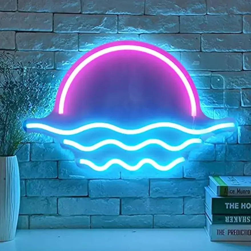 Sunrise Sunset Neon Sign Tropical Bedroom Decor Sunrise Neon Surf Room Decor Ocean Neon Sign for Bedroom Office Party Christmas