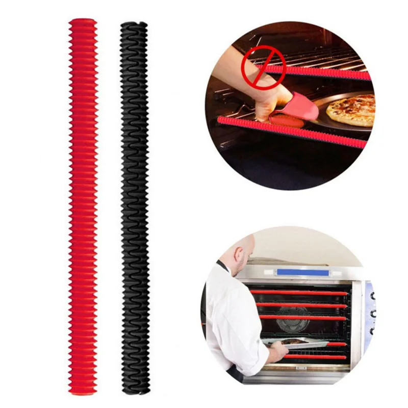 Silicone Threaded Heat Resistant Oven Rack Edge Protector Guard Cover Microwave Oven Anti-Hot Bar Kitchen Baking Accessories 1pc