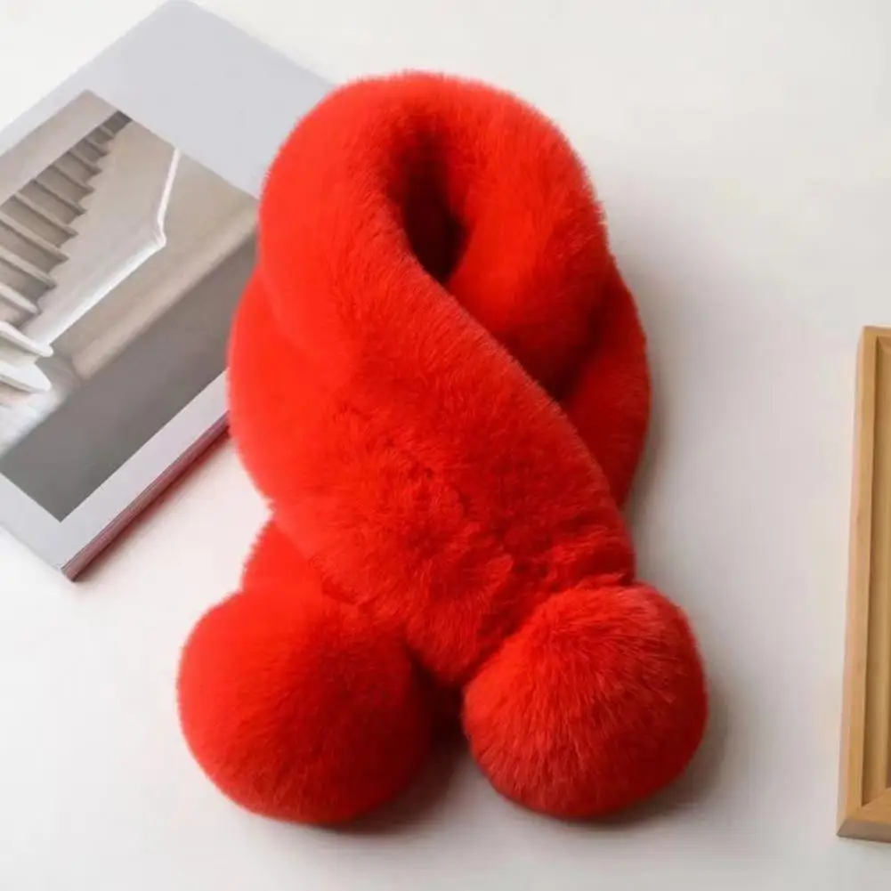 Women Scarf Warm Beautiful Wool Ball Scarf Plush Winter Scarf with Wool Ball Decoration Cozy Women's Accessories for Cold