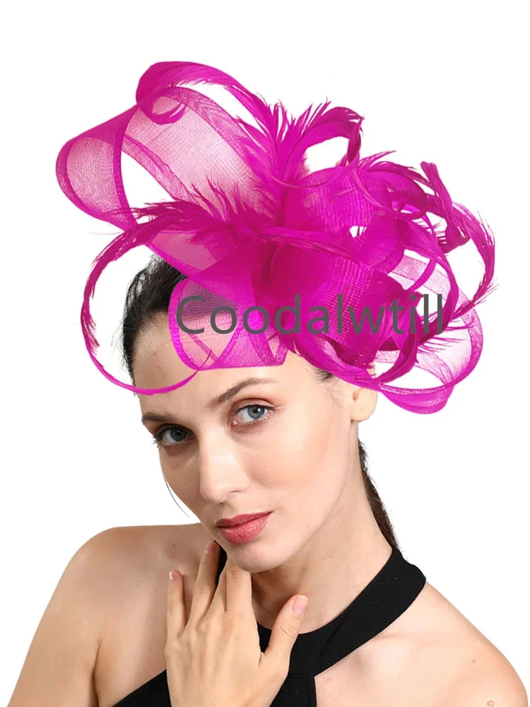 Black Wedding Fascinator Feather Hat Hair Clip Women Female Church HeaDwear Kentucky Party Chapeau Cap Ladies Hatinator