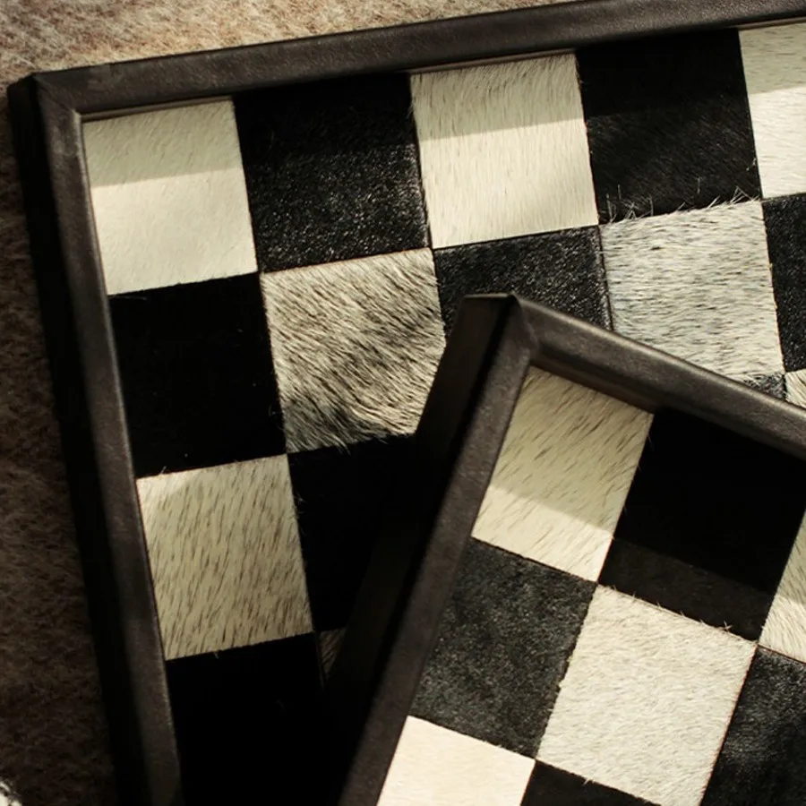 Light Luxury Black and White Grid Storage Tray Jewelry Aromatherapy Entrance Decoration Ornaments