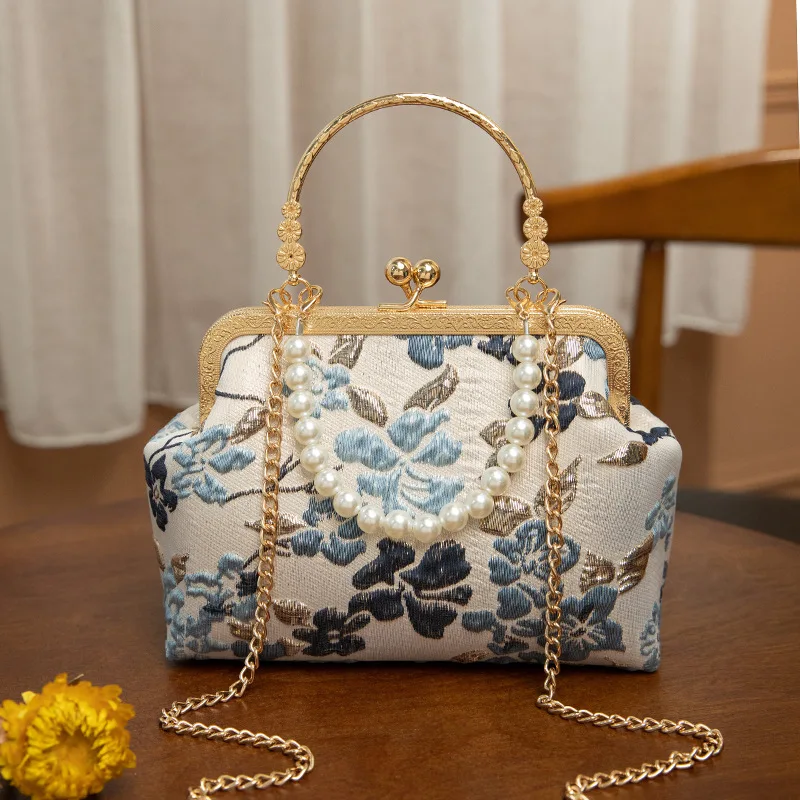

Chinese Style Embroidery Handbag for Women, Single Shoulder Bag, Crossbody Bag, Retro Fashion, Silk, Ladies