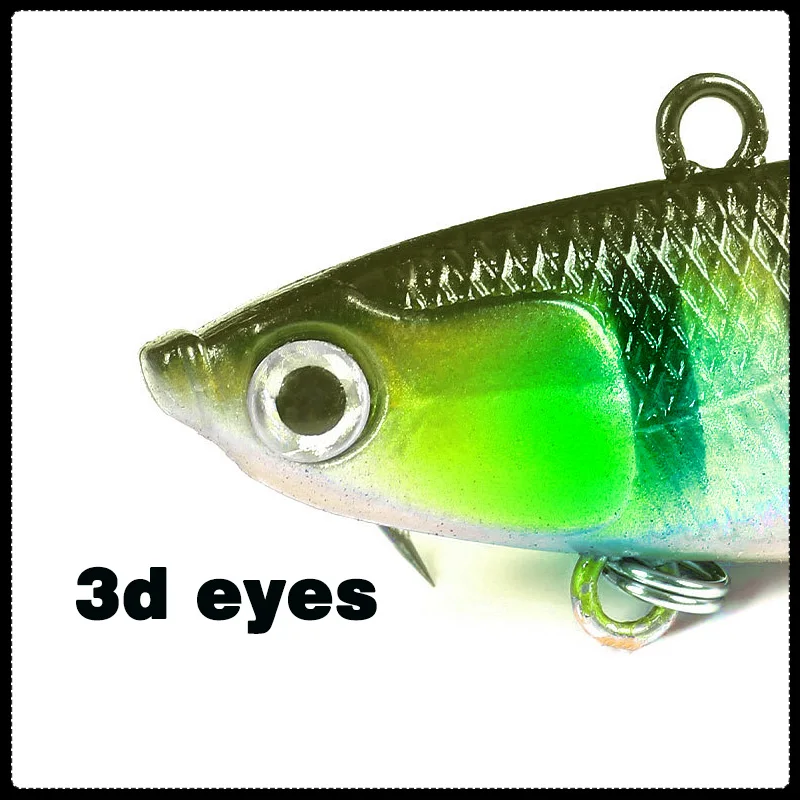 TAKEDO TK166 Weicher PVC-Köder VIB Metall-Jigkopf Fischköder für Barsch-Angeln mit Dreifachhaken, sinkender weicher Jig-Köder – Detail 7