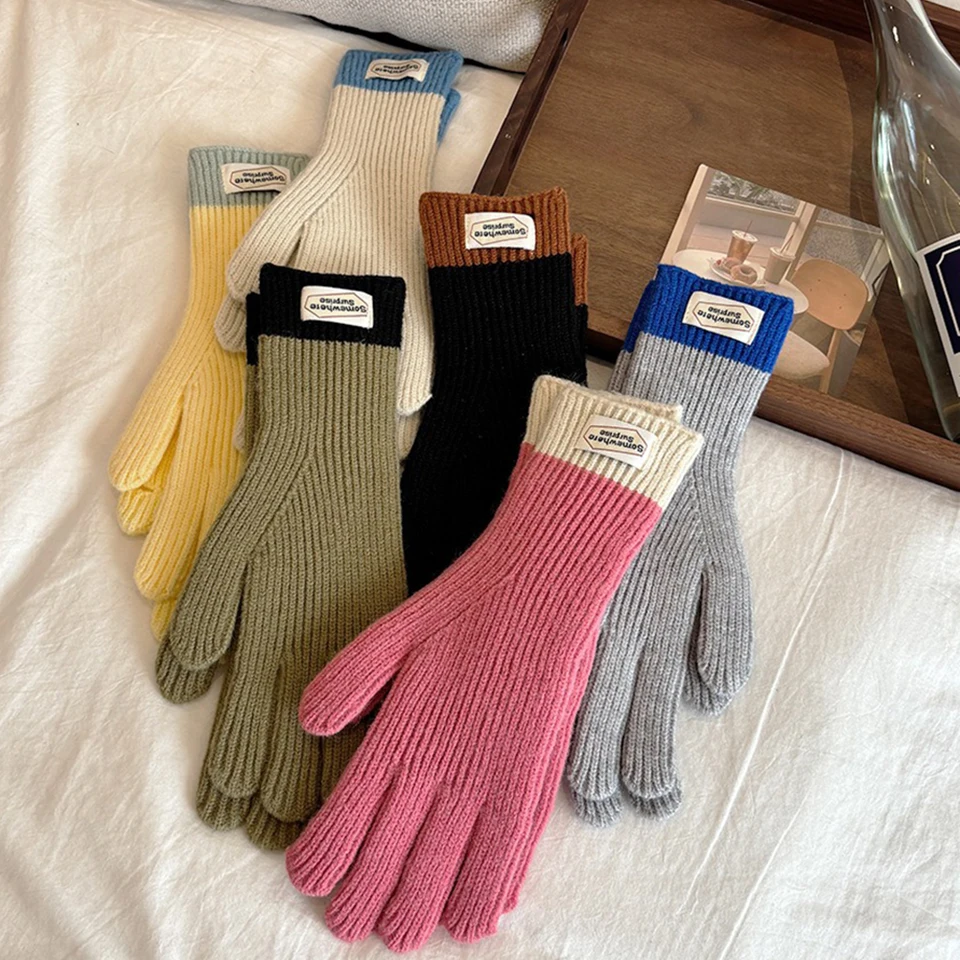 

Lovely Knitted Warm Gloves Fashion Winter Glove For Women Colorful Hand Warmer Long Wrist Mittens Outdoor Ride Ski Windproof