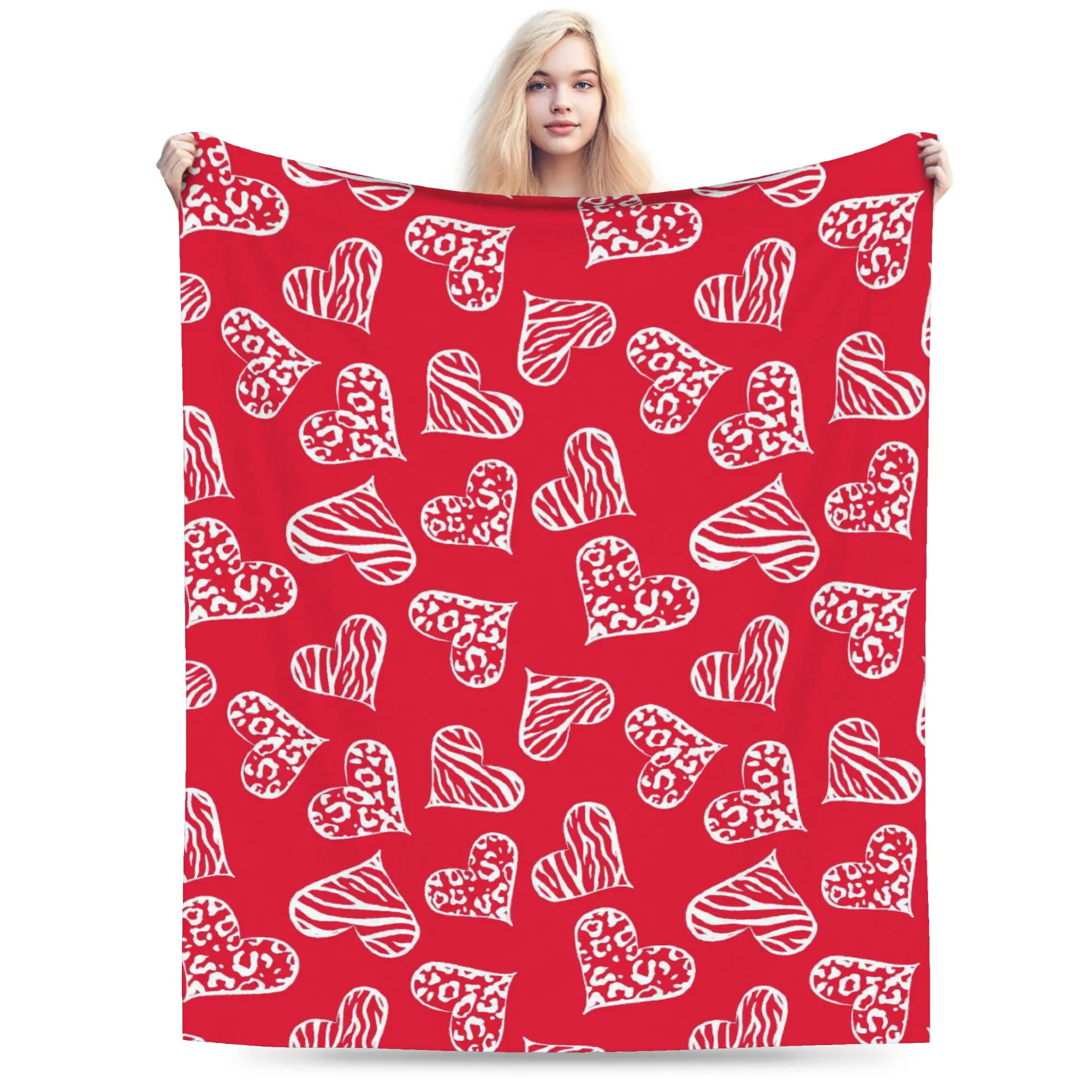 

Плед с узором в виде сердца, флисовый, летний, ко Дню святого Валентина, многофункциональный, ультрамягкий, для спальни, плюшевый, тонкий плед