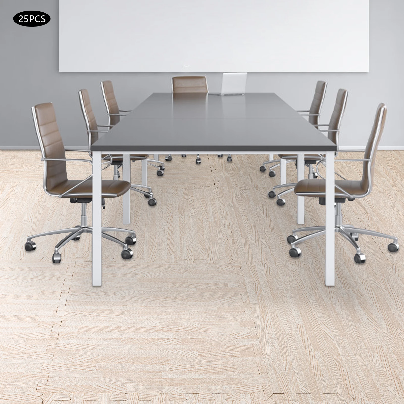 بلاط أرضيات رغوي مطبوع بسمك 10 مم مع نمط حبوب الخشب الأبيض، مجموعة مكونة من 25 قطعة من سجادة لعب الألغاز المتشابكة غير القابلة للانزلاق لغرفة الأطفال #1