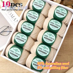 10 Pieces of Australian Wool Yarn [about 500g/10 Balls Per Pack], Moderate Thickness, Easy To Weave, Soft and Warm