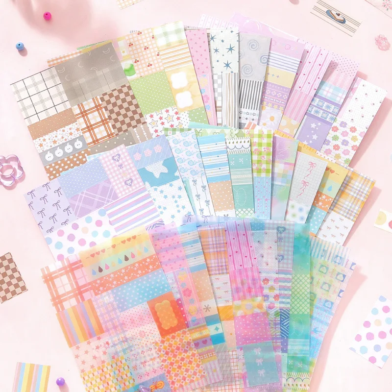 30Pcs Cute Background Decor Paper, Colorful Check & Dot Pattern Sheets for Handmade Craft
