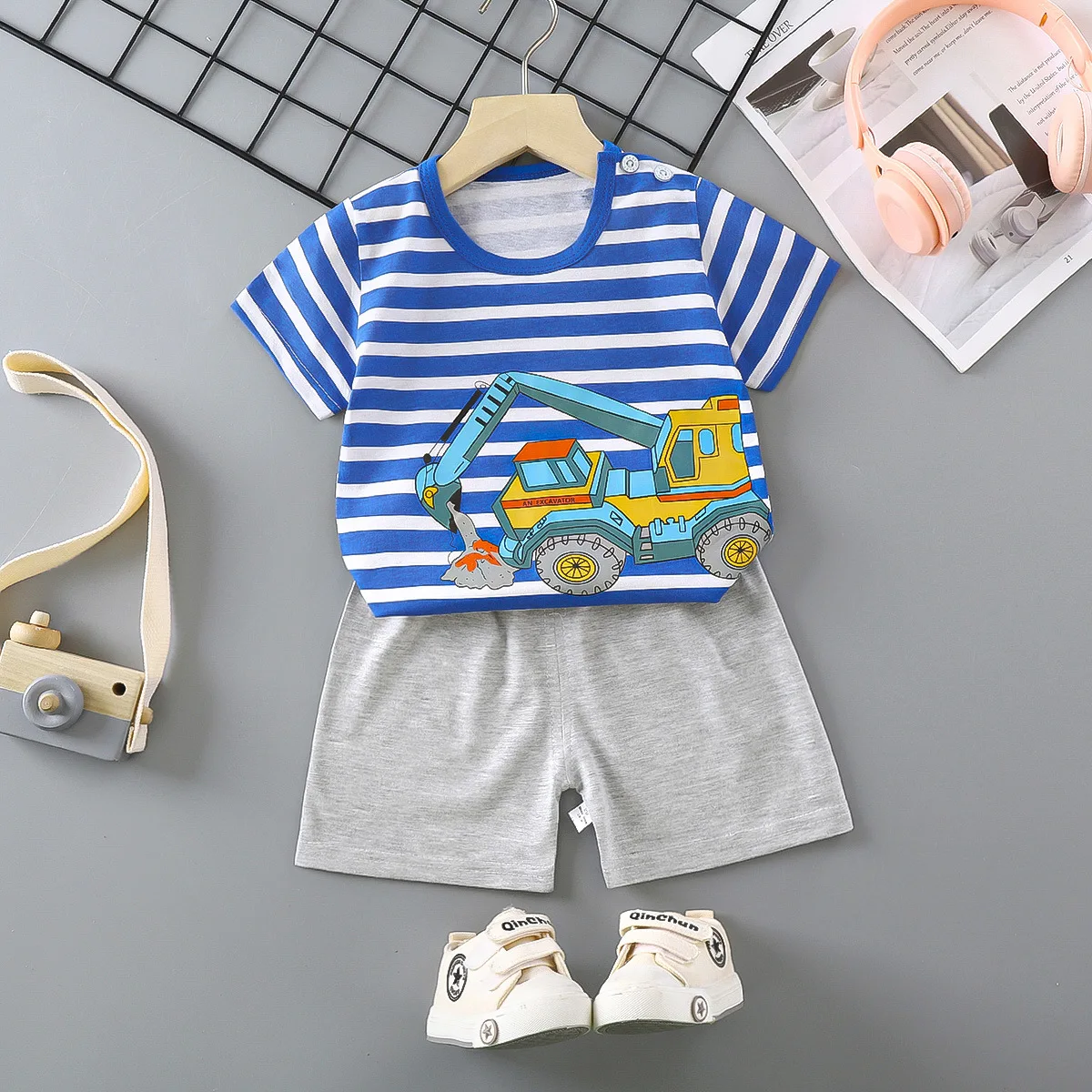 2PCS Children's Sets mother Kids Clothes Boys Girl T-shirt Shorts Summer Cotton Short sleeve Baby Children Clothing Toddler Suit