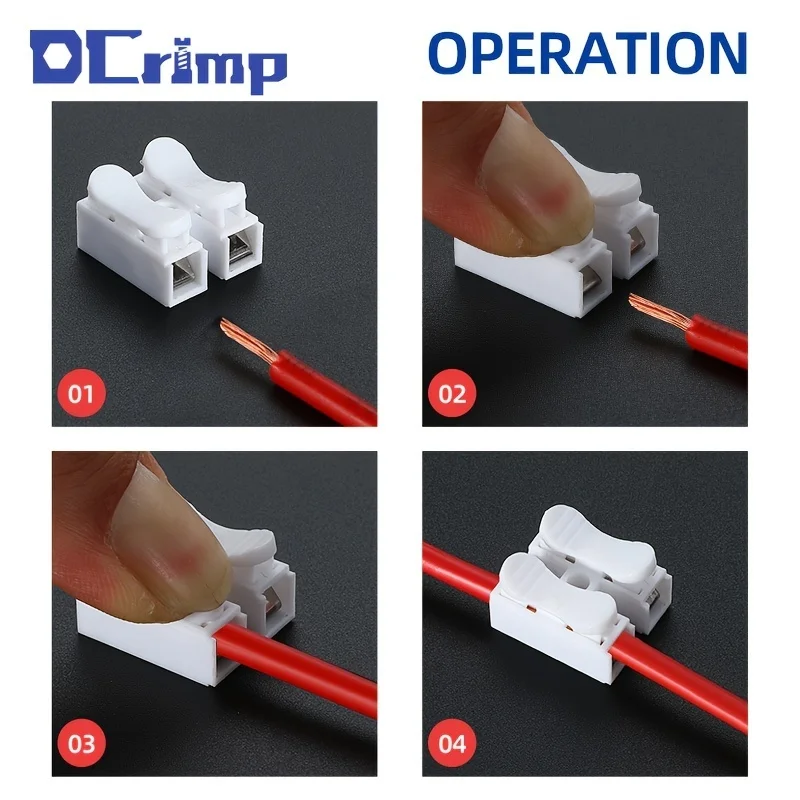 Pack of 50 CH-2 Quick Connect Wire Terminals - Sturdy Steel Spring Connectors Designed