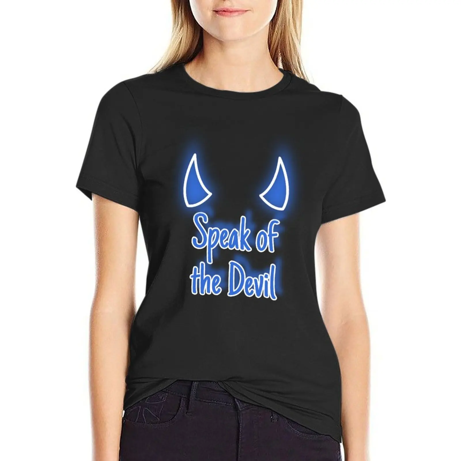 Speak of the Devil design with devil horns T-Shirt animal print shirt for girls quick-drying clothes for woman