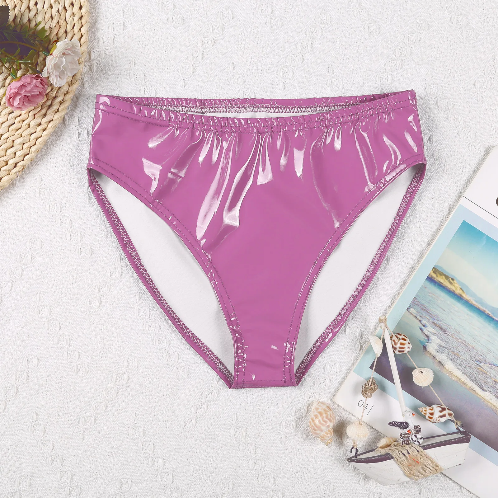 

Женский купальник с низкой посадкой, латексное нижнее белье, трусы из лакированной кожи с мокрым эффектом, трусики, нижнее белье, трусы, одежда для купания на пилоне