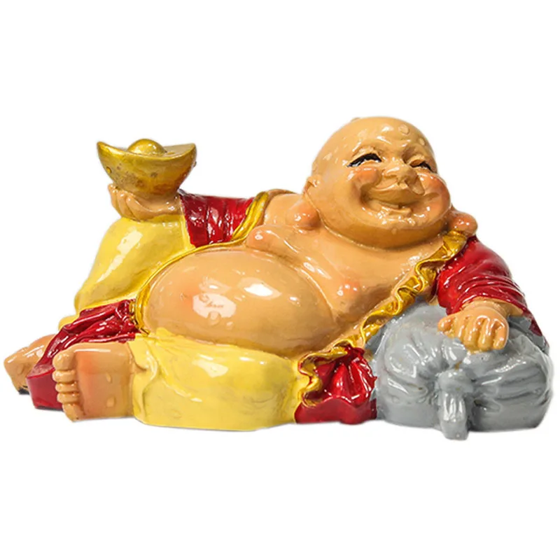 Color-changing Lucky Maitreya Buddha Resin Golden Reclining Buddha Tea Play Creative Personalized Ornament for Friends