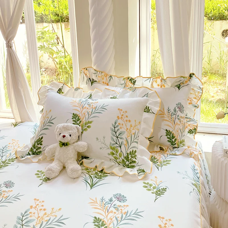 

100% хлопок, 2 шт., наволочки, домашнее постельное белье, декоративная наволочка с цветочным принтом, свадебная супер мягкая наволочка