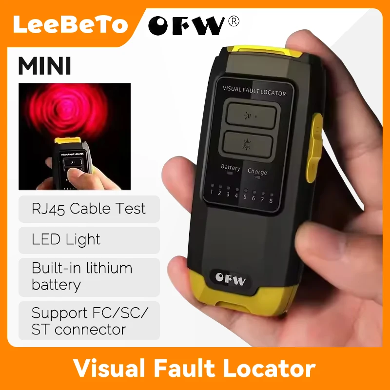 OFW Mini Visual Fault Locator 15MW 20MW 30MW Optic Fiber Cable Tester FC/SC/ST Connector RJ45 Cable Test Optical Red Laser VFL