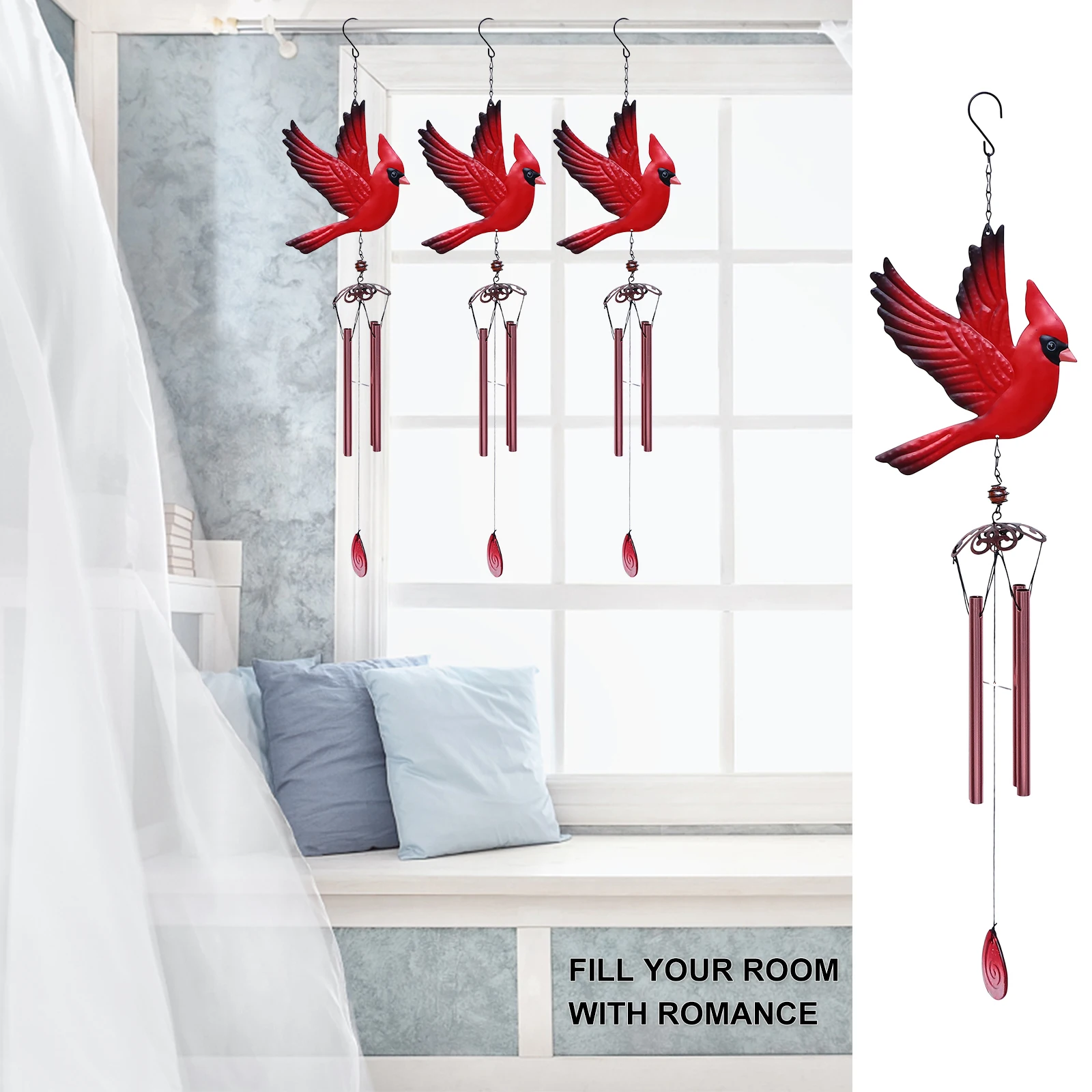 

Bird Wind Chime Wall Decoration Hanging Ornament Outdoor Ornaments Design Pendant Christmas