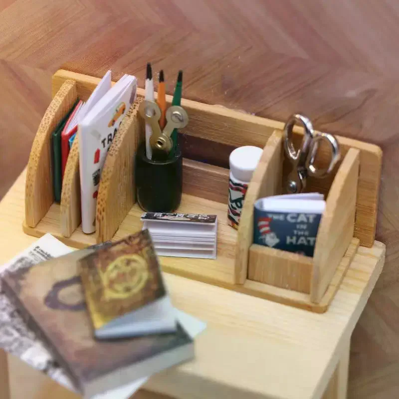 1 conjunto casa de bonecas em miniatura desktop estante papelaria rack casa modelo para casa boneca decoração crianças fingir jogar brinquedos presente