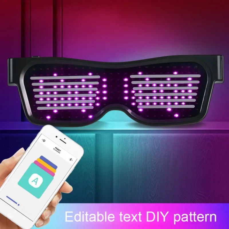 USB Charging Multicolor Party LED Glasses Disco Wine Bar Dynamic Flashing LED Glasses, Raves Bluetooth APP Customizable Light Up