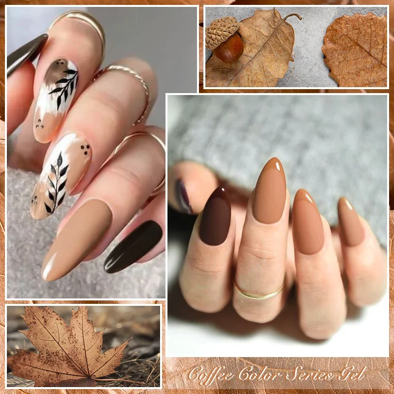 7ml 커피 브라운 젤 네일 폴리쉬 가을 겨울 네일 아트 젤 바니쉬 세미 퍼머넌트 네일 용품 DIY 매니큐어 할로윈 네일