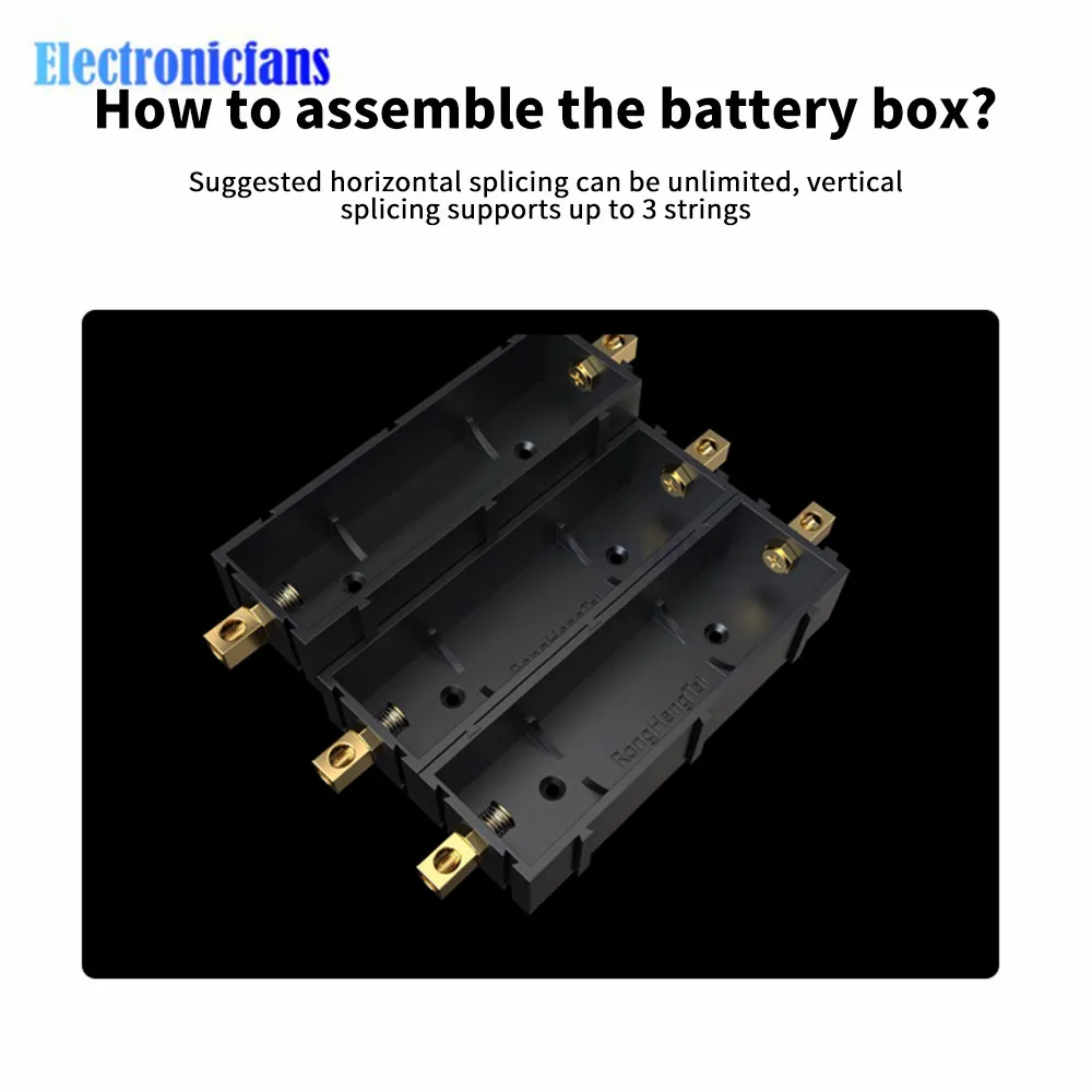 Verbindbarer 21700 Batterieschlitz, lötfreies Lithium-Batteriegehäuse, elektronische Hochstrom-Kupfersäulenhalterbox – Detail 4